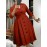 Single Breasted Three-quarter Sleeve Dress, Stylish Solid Lapel Collar Belted A-line Dress For Spring & Fall, Women's Clothing
