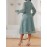 Women'S Elegant Mint Green Lace Dress with Belted Waist & Ruffled Hem - Long Sleeve A-Line Mid-Length Formal & Casual Dress for Weddings, Business