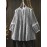 Plus Size, Women's Blouse - Elegant Black & White Grid Pattern Shirt with Rounded Neckline, Non-Stretch Fabric for Fall/Winter Everyday & Formal Outfits - Machine Washable Office Casual Blouse, Fall Fashion Top, Long Sleeve Top, Textured Fabric