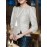 Plus Size, ZANZEA Women's Plus Size Elegant Blouse - Pink & White Puff Bow-Knot Collar, Short Jacket-like Button-Front Top, Loose Fit 3/4 Sleeve Shirt for Wedding, Office, Party, Wedding Guest (Machine Washable) - No-Stretch Round Neck
